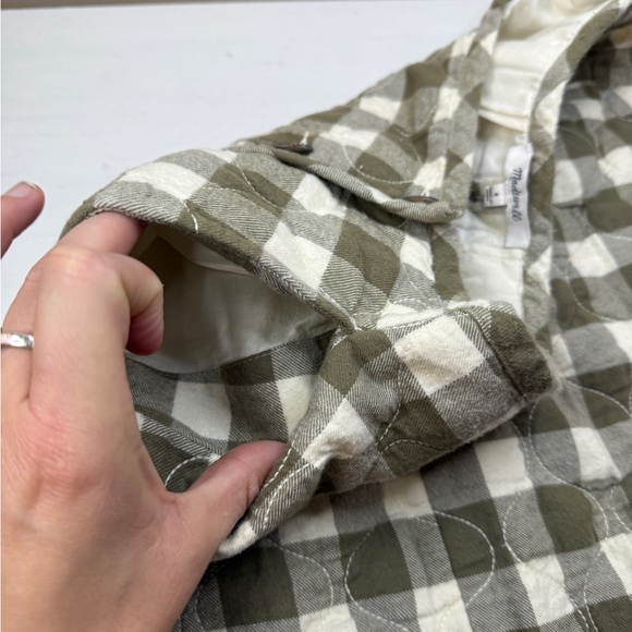 Madewell Quilted Flannel Mini Skirt In Gingham Check Sz 6 Button Up Pockets - Picture 12 of 15